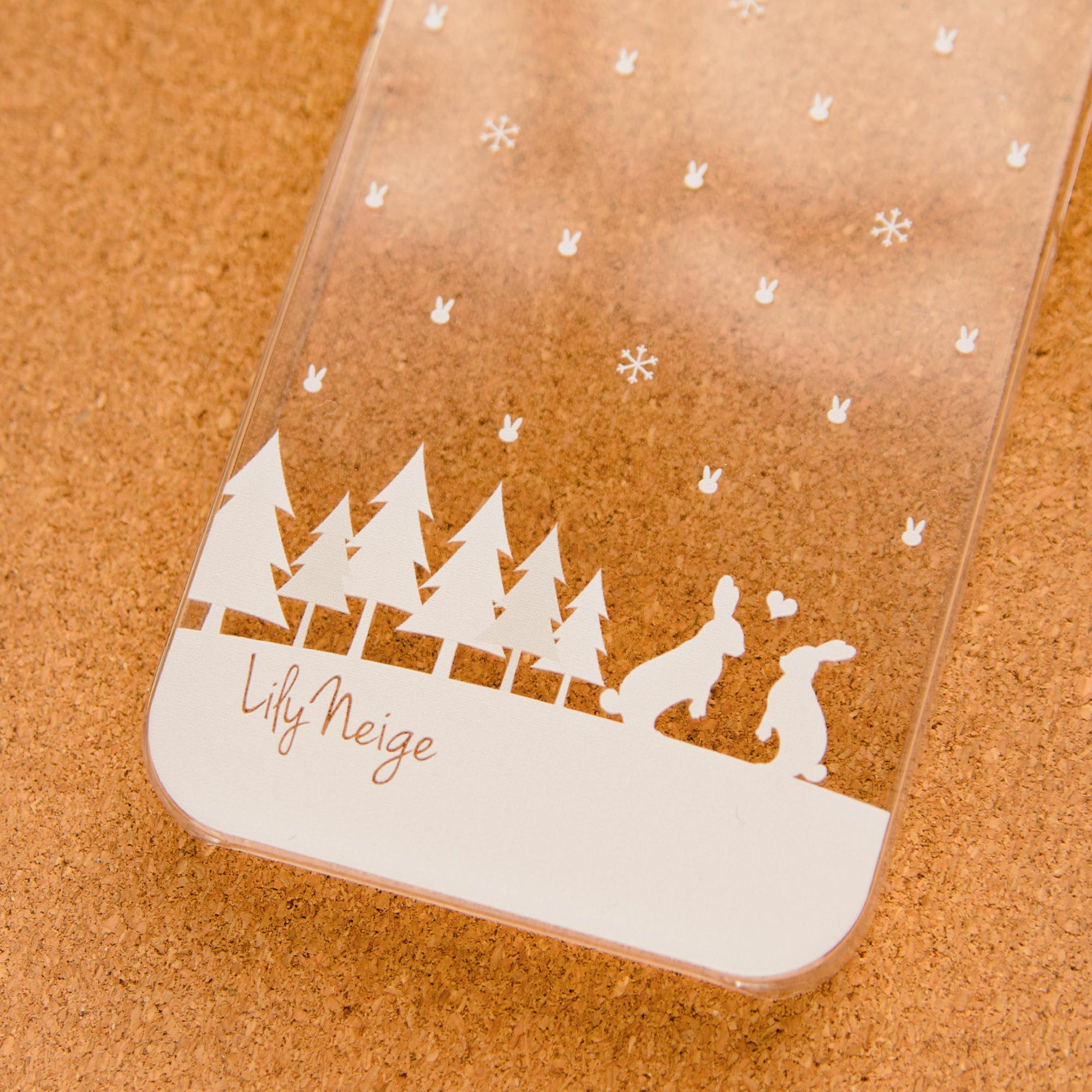 雪とうさぎのスマホケース 森の中にウサギ android iPhone ケース カバー | 2枚目